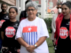 Fiji Women's Crisis Centre coordinator Shamima Ali and fellow activists at the Morning Star flag raising in solidarity with West Papua