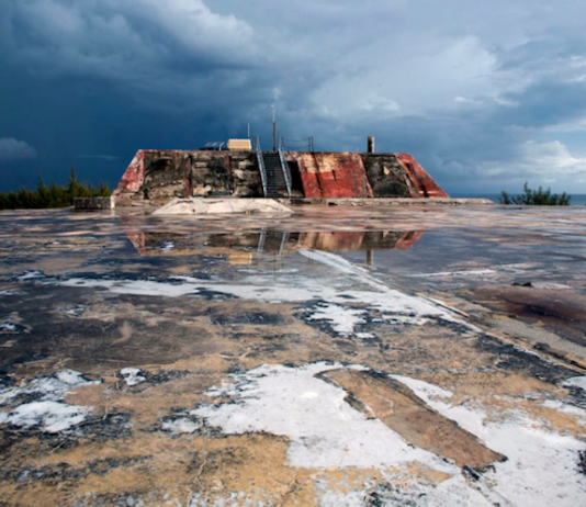 An abandoned Moruroa atoll nuclear bunker