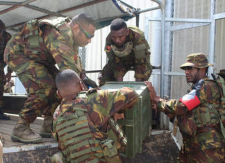 PNG Defence Force soldiers arrive in Kavieng for the elections