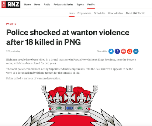 RNZ Pacific's report today of the Porgera killings