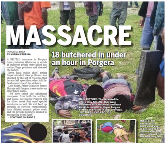 How the PNG Post-Courier reported the Engan massacre today 210722