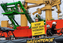 A Greenpeace protest against deep seabed mining