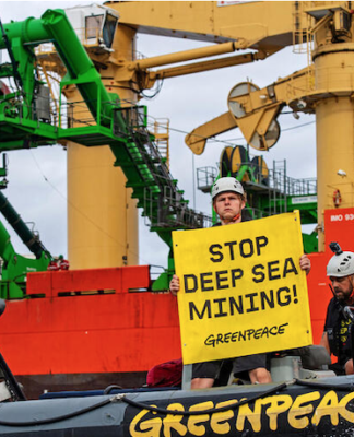 A Greenpeace protest against deep seabed mining