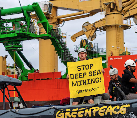 A Greenpeace protest against deep seabed mining