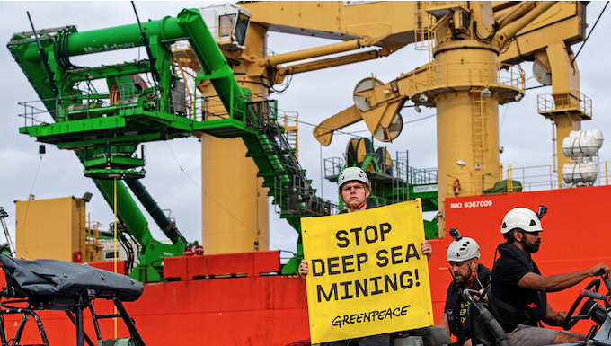 A Greenpeace protest against deep seabed mining