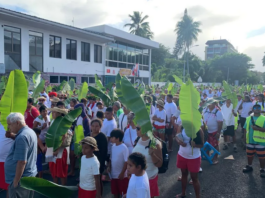 Thousands take part in the peaceful nuclear-free rally in the Tahitian capital Pape'ete