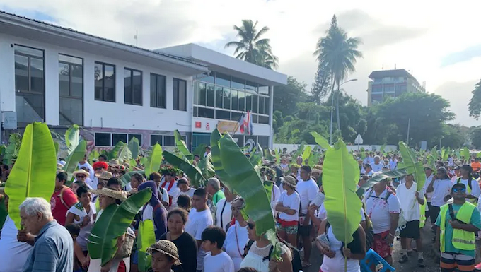 Thousands take part in the peaceful nuclear-free rally in the Tahitian capital Pape'ete