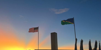 The flags of the Solomon Islands and the US for the 80th anniversary of the Battle of Guadalcanal
