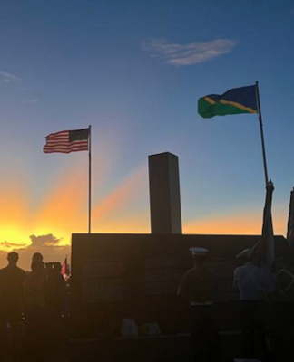 Uneasy Pacific makes wartime memories more important than ever The flags of the Solomon Islands and the US for the 80th anniversary of the Battle of Guadalcanal