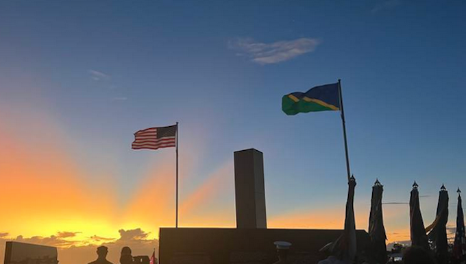 The flags of the Solomon Islands and the US for the 80th anniversary of the Battle of Guadalcanal