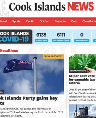 Cook Islands News front page 11082022