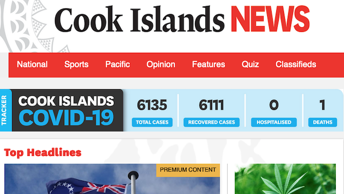 Cook Islands News front page 11082022