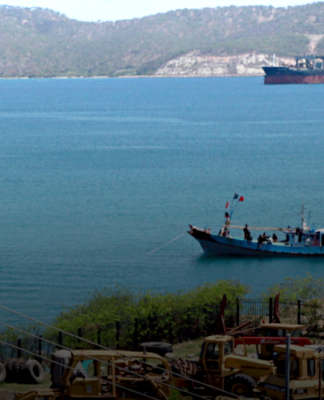 One of the two detained Indonesian fishing boats in Port Moresby