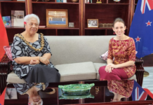 Prime Minister of Samoa Prime Minister Fiame Naomi Mata'afa with New Zealand Prime Minister Jacinda Ardern