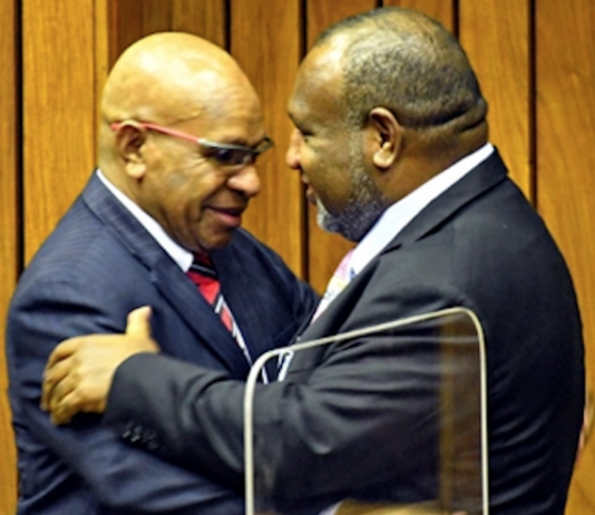 Belden Namah (left) and PM James Marape