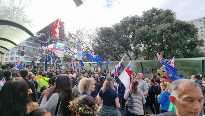 Public health ‘patriot’ protesters march onto central Auckland streets Auckland city protesters