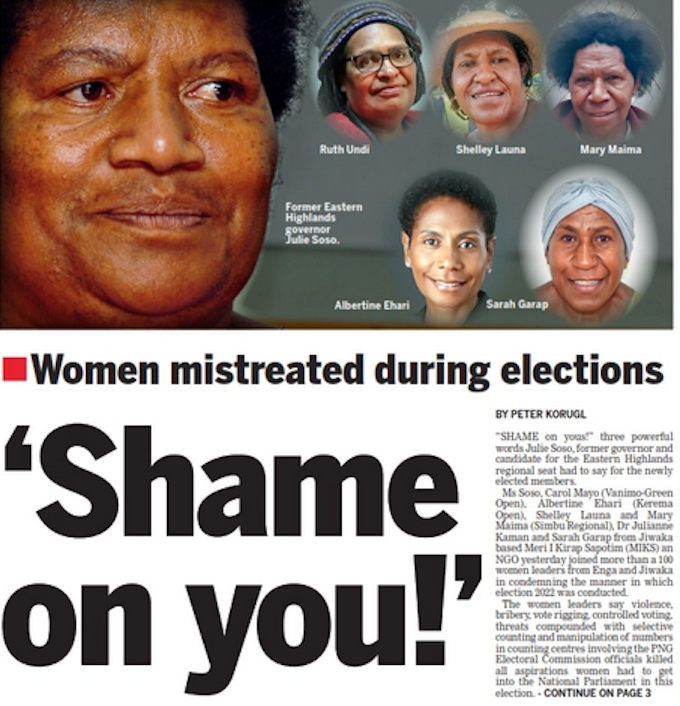 Women leaders condemn male violence in PNG election