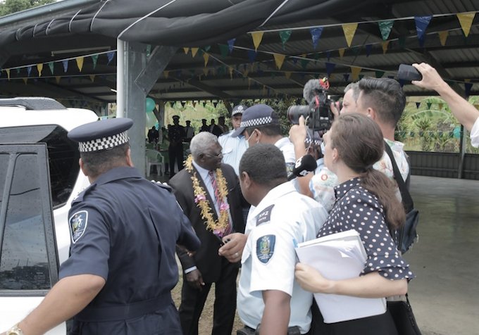 Solomon Islands police blocking the ABC