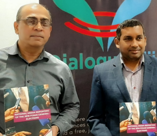 Dr Shailendra Singh (left) and Dialogue Fiji executive director Nilesh Lal