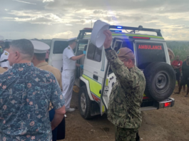 The authorities deal with the stabbing attack at Bloody Ridge, Solomon Islands