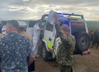 The authorities deal with the stabbing attack at Bloody Ridge, Solomon Islands