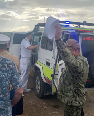 The authorities deal with the stabbing attack at Bloody Ridge, Solomon Islands