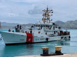 The US Coast Guard fast response cutter Oliver Henry arrives in Port Moresby