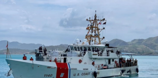 The US Coast Guard fast response cutter Oliver Henry arrives in Port Moresby