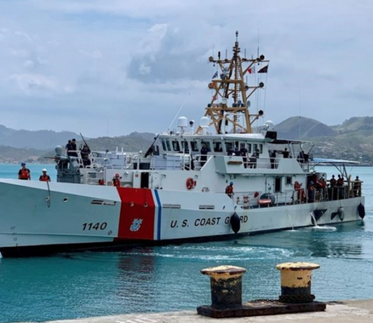 The US Coast Guard fast response cutter Oliver Henry arrives in Port Moresby