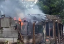 Burning squatter homes near Port Vila