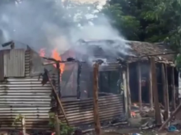 Burning squatter homes near Port Vila