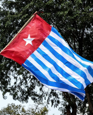 The banned Morning Star flag of West Papua