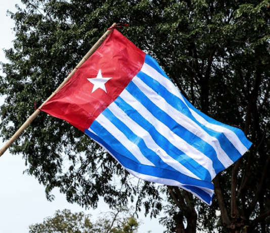 The banned Morning Star flag of West Papua