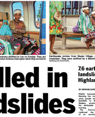Victims of the Papua New Guinea earthquake on Sunday from Wauko village being treated in Angau Hospital after being airlifted to Lae