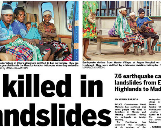 Victims of the Papua New Guinea earthquake on Sunday from Wauko village being treated in Angau Hospital after being airlifted to Lae