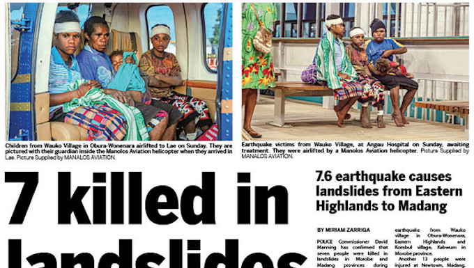 Victims of the Papua New Guinea earthquake on Sunday from Wauko village being treated in Angau Hospital after being airlifted to Lae