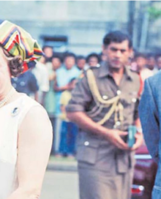 The late Ratu Epeli Nailatikau (rear) during Queen Elizabeth II and Prince Philip’s visit to Fiji in 1977