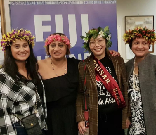Mt Roskill's Rachael Mario (second from left with fellow election contestants)