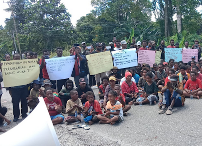 A demonstrationon 29 August 2022 by families and village supporters of the four Papuan victims of murder and mutilation at Timika