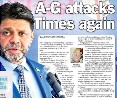 Another attack on The Fiji Times 