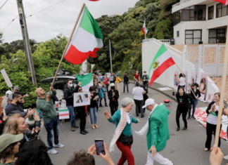 Protesters outside the Iranian embassy in Wellington 281022