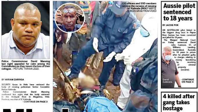 "Missing [PNG] cop found dead" . . . how the PNG Post-Courier reported the story 31102022