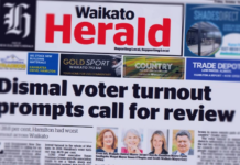 One of many newspaper headlines about New Zealand's low local election turnout