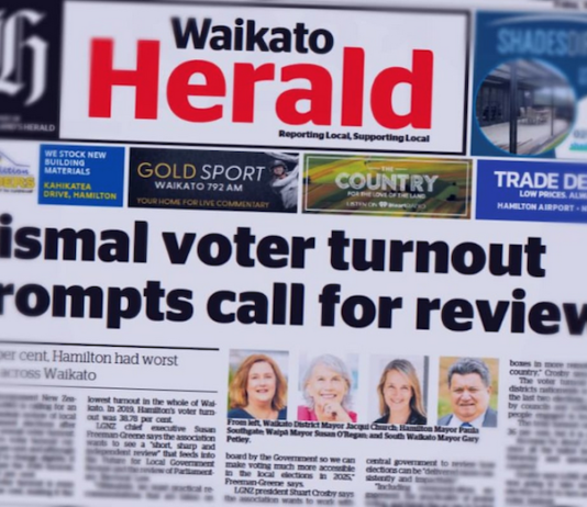One of many newspaper headlines about New Zealand's low local election turnout
