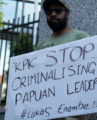A Papuan student protesting in Perth