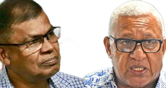 Opposition NFP leader Professor Biman Prasad (left) and Prime Minister Voreqe Bainimarama
