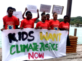 Children in Vanuatu protest for climate change action