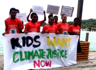 Children in Vanuatu protest for climate change action