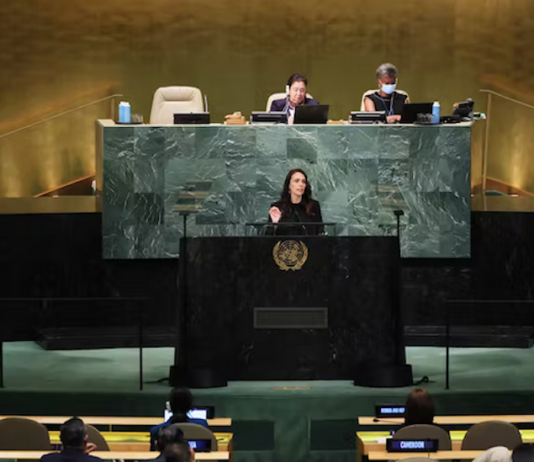 Prime Minister Jacinda Ardern speaking at the UNGA