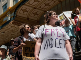 Protesters at the Sydney "Free Violet Coco" rally
